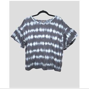 PEACE & PEARLS | TIE DYE BOHO RUFFLE SLEEVE CROPPED T SHIRT